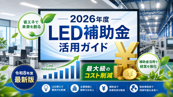 2026年度 LED導入補助金・助成金の活用ガイド - 省エネコスト削減のイメージ"