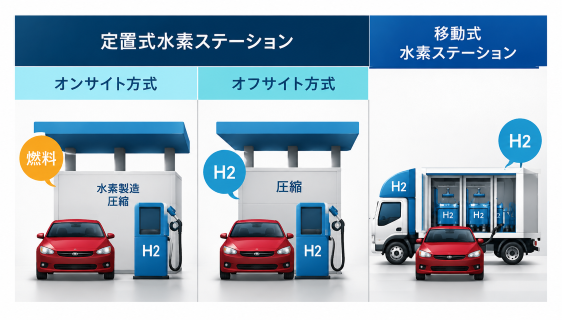 水素ステーション　種類　一覧