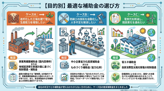 2026　工場　補助金【目的別】最適な補助金の選び方