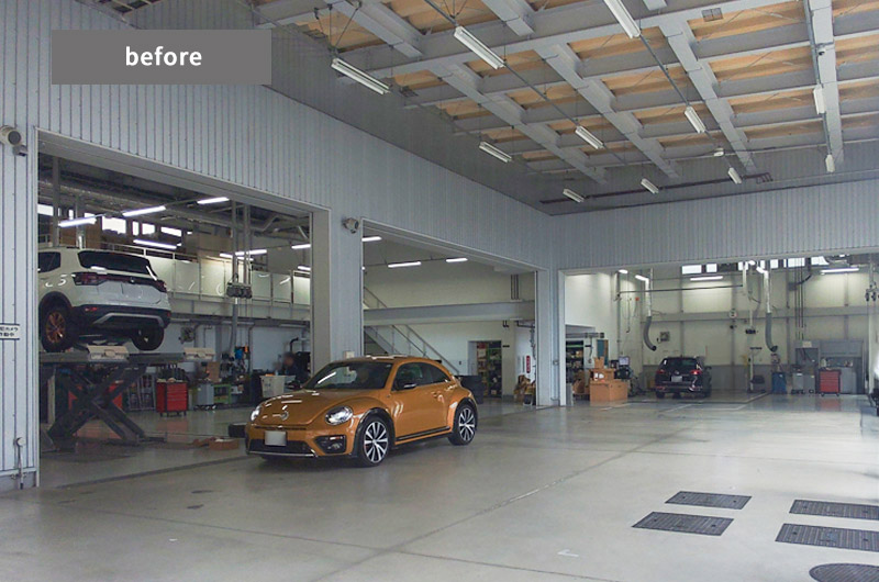 トヨタカローラ名古屋整備室空調・シャッター工事実績写真02