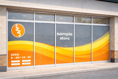 マーキングフィルム・カッティングシートの看板(店舗のガラス面・ウィンドウサイン)